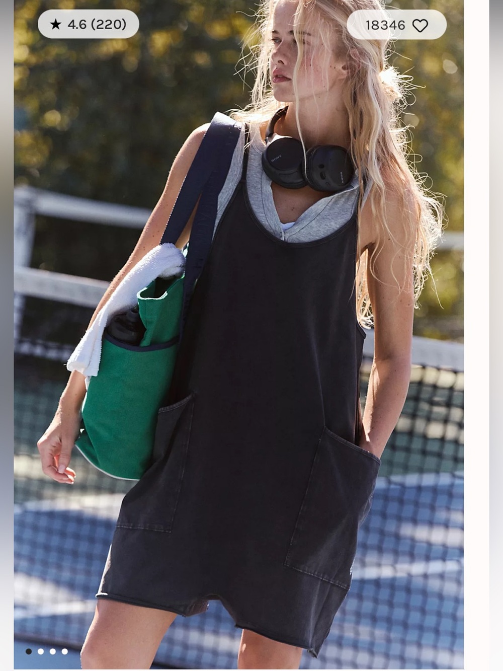 Hot Shot Free People Dupe Cotton Dark Gray Sleeveless Pockets Romper | CAIYING
